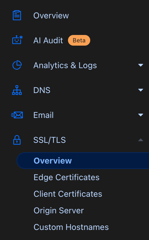 SSL/TLS overview in sidebar